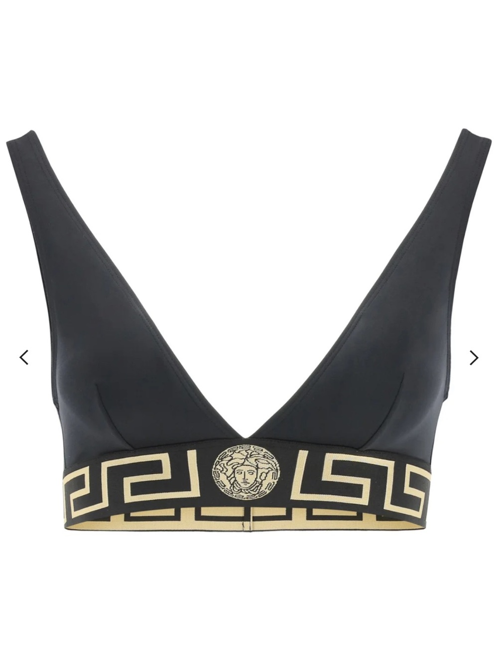 Versace Black & Gold Medusa Logo Greco Bathing Bikini Top. NWOT.